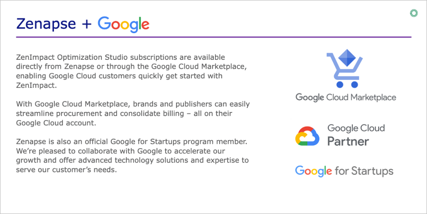 Zenapse + Google Partnership